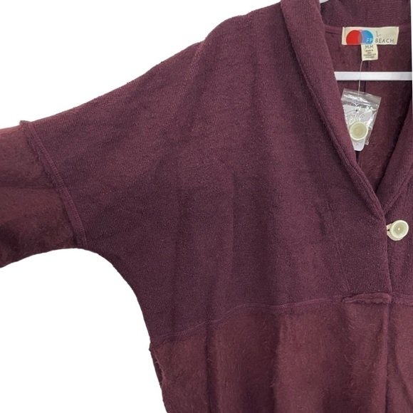 Free People Beach Bellevue Pullover Tunic Top Mixed Material Fleece Purple NWT - Picture 5 of 16
